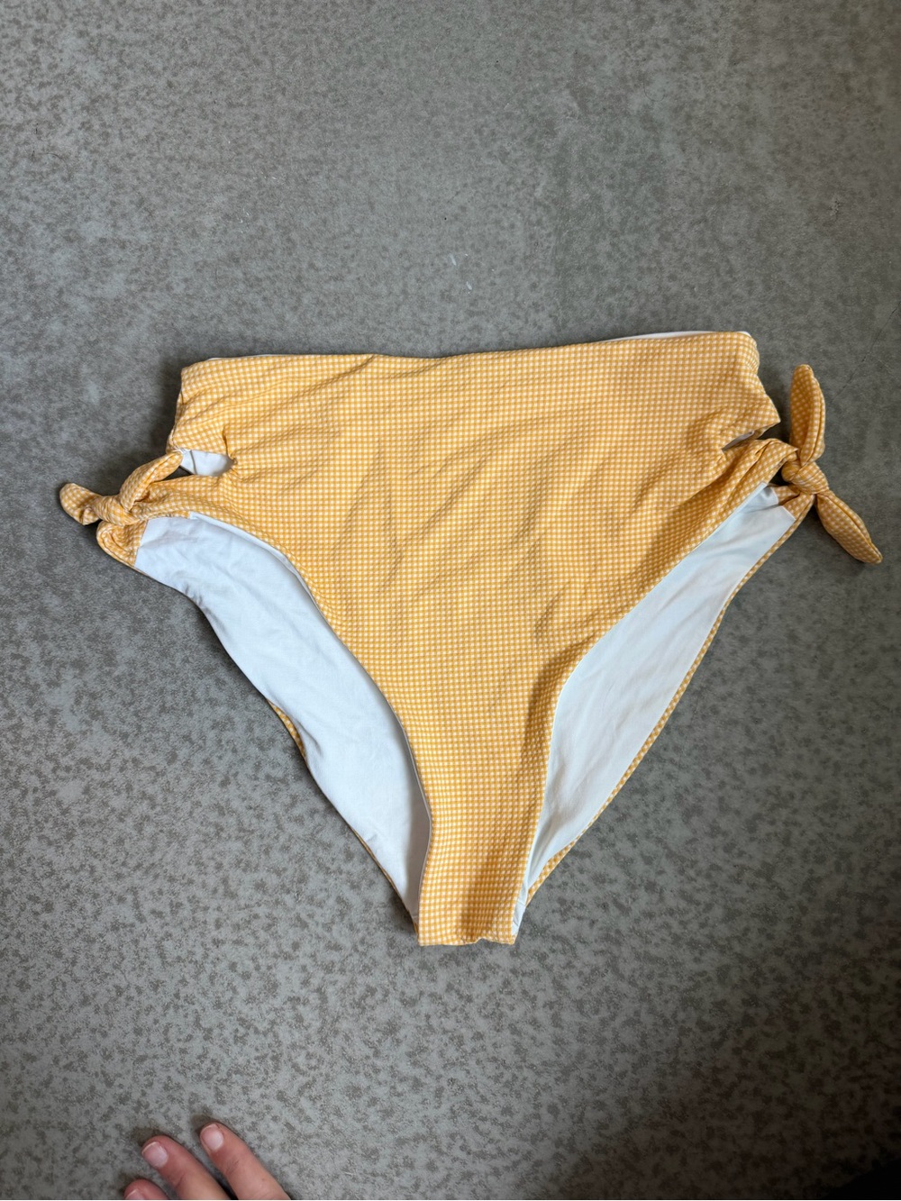 l*space Yellow Gingham High-Waist Tie Bikini Bottoms